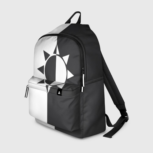 Рюкзак 3D с принтом Черно-белое солнце, вид спереди #2