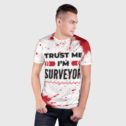 Мужская футболка 3D Slim Trust me I'm surveyor white - фото 2