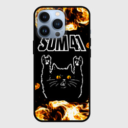 Чехол для iPhone 13 Pro Sum41 рок кот и огонь