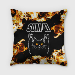 Подушка 3D Sum41 рок кот и огонь