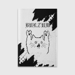 Обложка для паспорта матовая кожа Burzum рок кот на светлом фоне