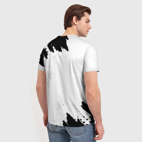 Мужская футболка 3D с принтом Burzum рок кот на светлом фоне, вид сзади #2