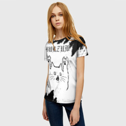 Женская футболка 3D Burzum рок кот на светлом фоне - фото 2