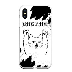 Чехол для iPhone XS Max матовый Burzum рок кот на светлом фоне