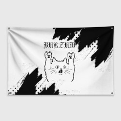 Флаг-баннер Burzum рок кот на светлом фоне