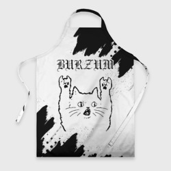 Фартук 3D Burzum рок кот на светлом фоне