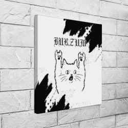 Холст квадратный Burzum рок кот на светлом фоне - фото 2