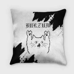 Подушка 3D Burzum рок кот на светлом фоне
