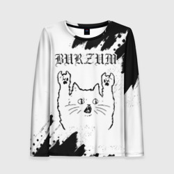 Женский лонгслив 3D Burzum рок кот на светлом фоне