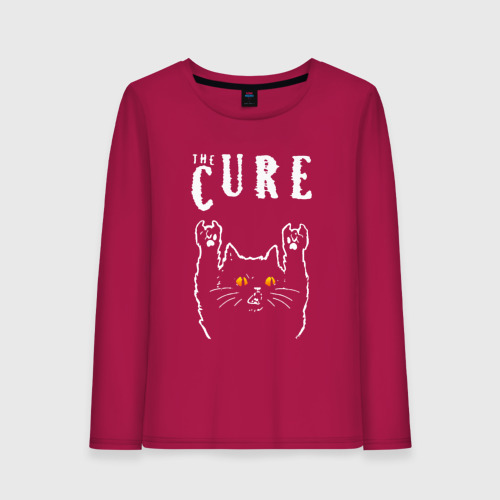 Женский лонгслив хлопок The Cure rock cat, цвет маджента