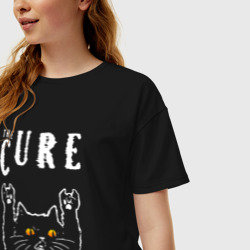 Женская футболка хлопок Oversize The Cure rock cat - фото 2