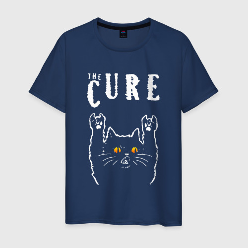 Мужская футболка из хлопка с принтом The Cure rock cat, вид спереди №1