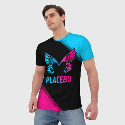 Мужская футболка 3D Placebo - neon gradient, цвет 3D печать - фото 3