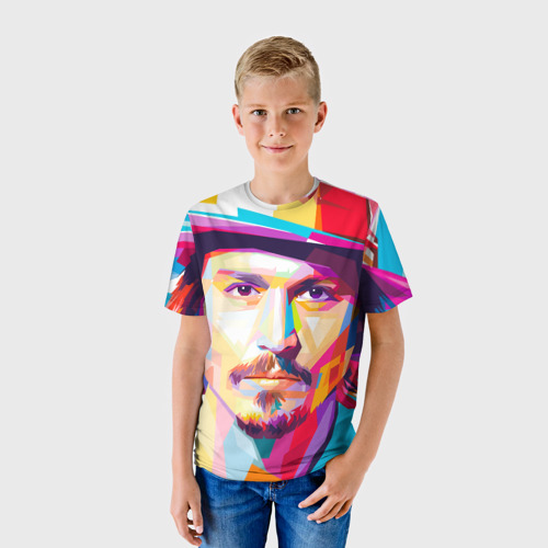 Детская футболка 3D Джонни Депп портрет, цвет 3D печать - фото 3