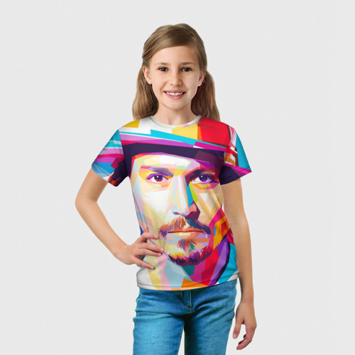 Детская футболка 3D Джонни Депп портрет, цвет 3D печать - фото 5