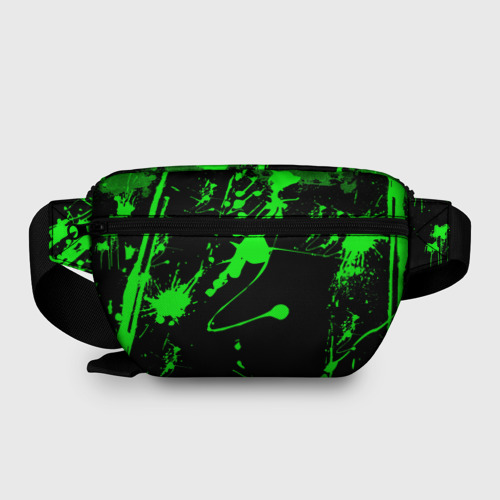 Поясная сумка 3D с принтом Slipknot - green monster по, вид сзади #1