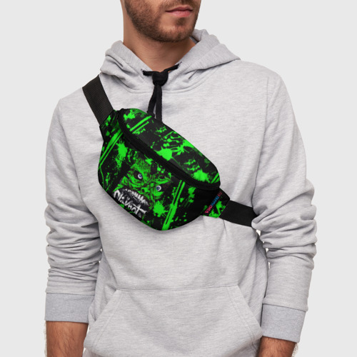 Поясная сумка 3D с принтом Slipknot - green monster по, фото на моделе #1