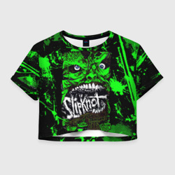 Женская футболка Crop-top 3D Slipknot    green monster 