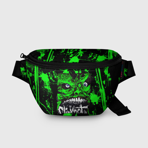 Поясная сумка 3D с принтом Slipknot - green monster по, вид спереди #2