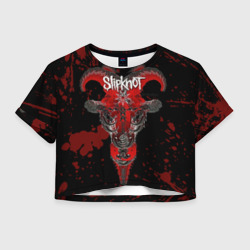 Женская футболка Crop-top 3D Slipknot  красный козел