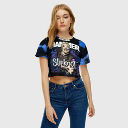 Женская футболка Crop-top 3D Slipknot hammer blue - фото 2