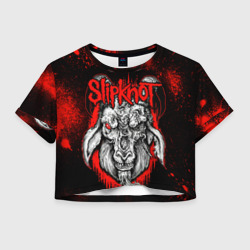 Женская футболка Crop-top 3D Slipknot - красный козел