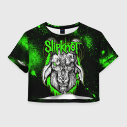 Женская футболка Crop-top 3D Slipknot зеленый козел