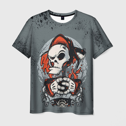 Мужская футболка с принтом Slipknot Скелет, вид спереди №1