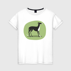 Грейхаунд пёсик – Женская футболка хлопок с принтом купить со скидкой в -20%
