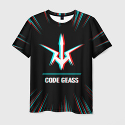 Мужская футболка 3D Символ Code Geass в стиле glitch на темном фоне