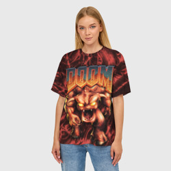 Женская футболка oversize 3D DOS Doom - Bull demon - фото 2