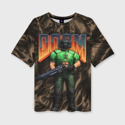 Женская футболка oversize 3D DOS Doom - Doomguy