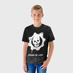Детская футболка 3D Gears of War с потертостями на темном фоне - фото 2