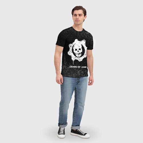 Мужская футболка 3D Gears of War с потертостями на темном фоне, цвет 3D печать - фото 5