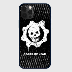Чехол для iPhone 12 Pro Gears of War с потертостями на темном фоне