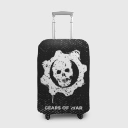 Чехол для чемодана 3D Gears of War с потертостями на темном фоне