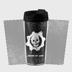 Термокружка-непроливайка Gears of War с потертостями на темном фоне - фото 2