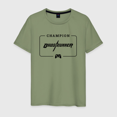 Мужская футболка хлопок с принтом Ghostrunner gaming champion: рамка с лого и джойстиком, вид спереди #2