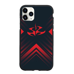 Чехол для iPhone 11 Pro Max матовый Красный символ Hitman на темном фоне со стрелками