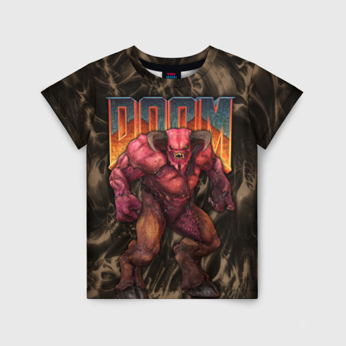 Детская футболка 3D с принтом DOS DOOM - Baron of hell, вид спереди #2