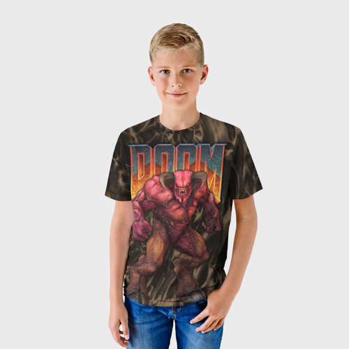 Детская футболка 3D с принтом DOS DOOM - Baron of hell, фото на моделе #1