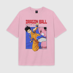 Женская футболка Oversize хлопок texturе Dragon Ball - Сон Гоку - Удар