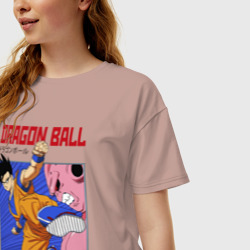 Женская футболка хлопок Oversize Dragon Ball - Сон Гоку - Удар - фото 2