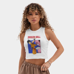 Женская укороченная майка-топ хлопок Dragon Ball - Сон Гоку - Удар - фото 2