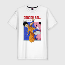 Мужская футболка хлопок Slim Dragon Ball - Сон Гоку - Удар