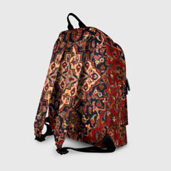 Рюкзак с принтом Советский бабушкин ретро ковёр с узорами текстура для любого человека, вид сзади №1. Цвет основы: белый