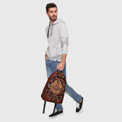 Рюкзак с принтом Советский бабушкин ретро ковёр с узорами текстура для любого человека, вид спереди №5. Цвет основы: белый