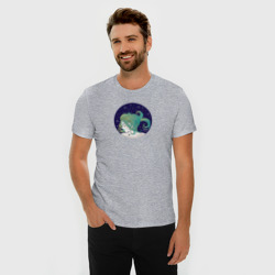 Мужская футболка хлопок Slim Девушка знак зодиака Рыбы с зелеными волосами - фото 2