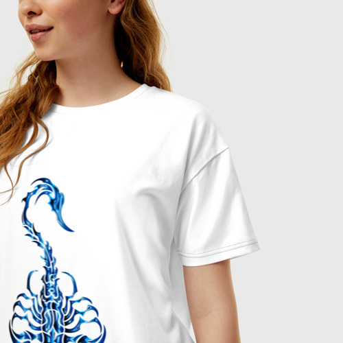 Женская футболка хлопок Oversize с принтом Знак зодиака - скорпион, фото на моделе #1