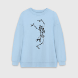 Женский свитшот oversize без начеса хлопок Хеллоуин - скелет и балет